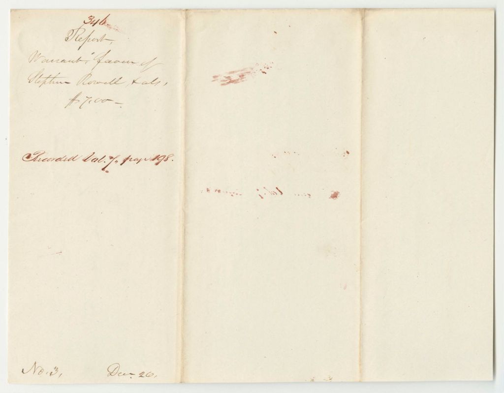 Miniature of Report 346: Report on the Warrant in Favor of Stephem Rowell and Others for Interest