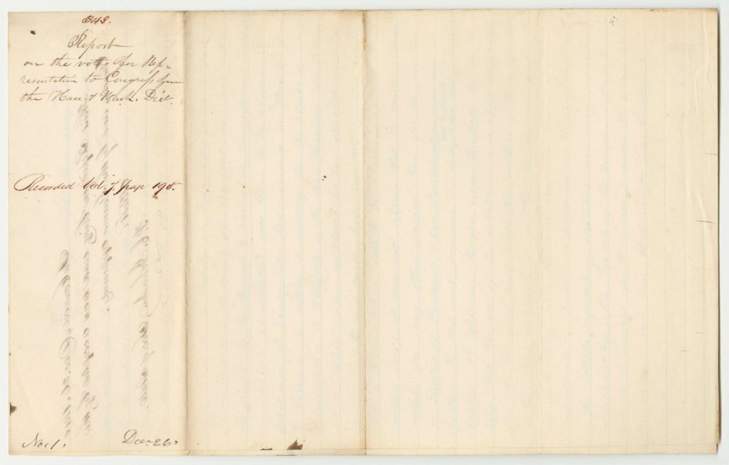 Miniature of Report 343: Report on the Votes for Representative to Congress for Hancock and Washington District