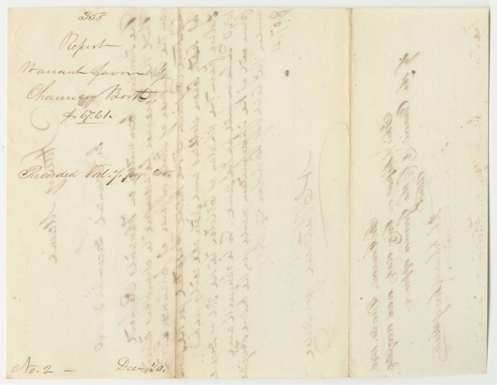Miniature of Report 358: Report on the Warrant in Favor of Chauncey Booth, Assistant Physician of the Insane Hospital