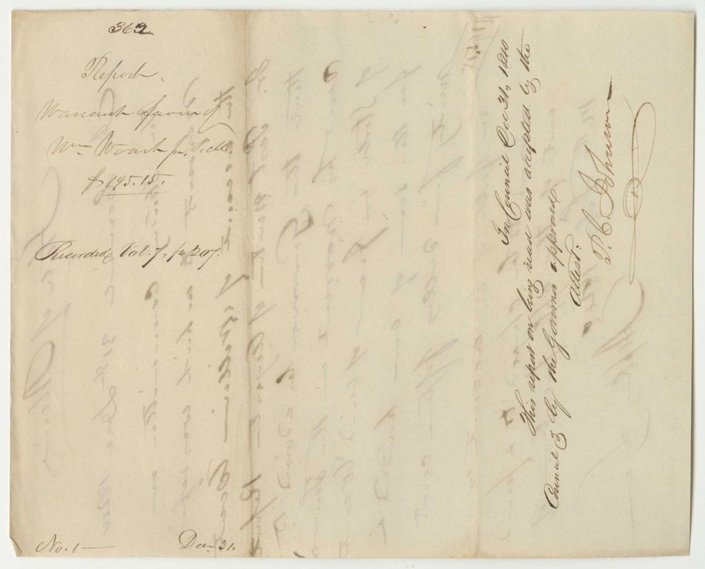 Miniature of Report 362: Report on the Warrant in Favor of William Woart Jr., Postmaster of Augusta, for Postage