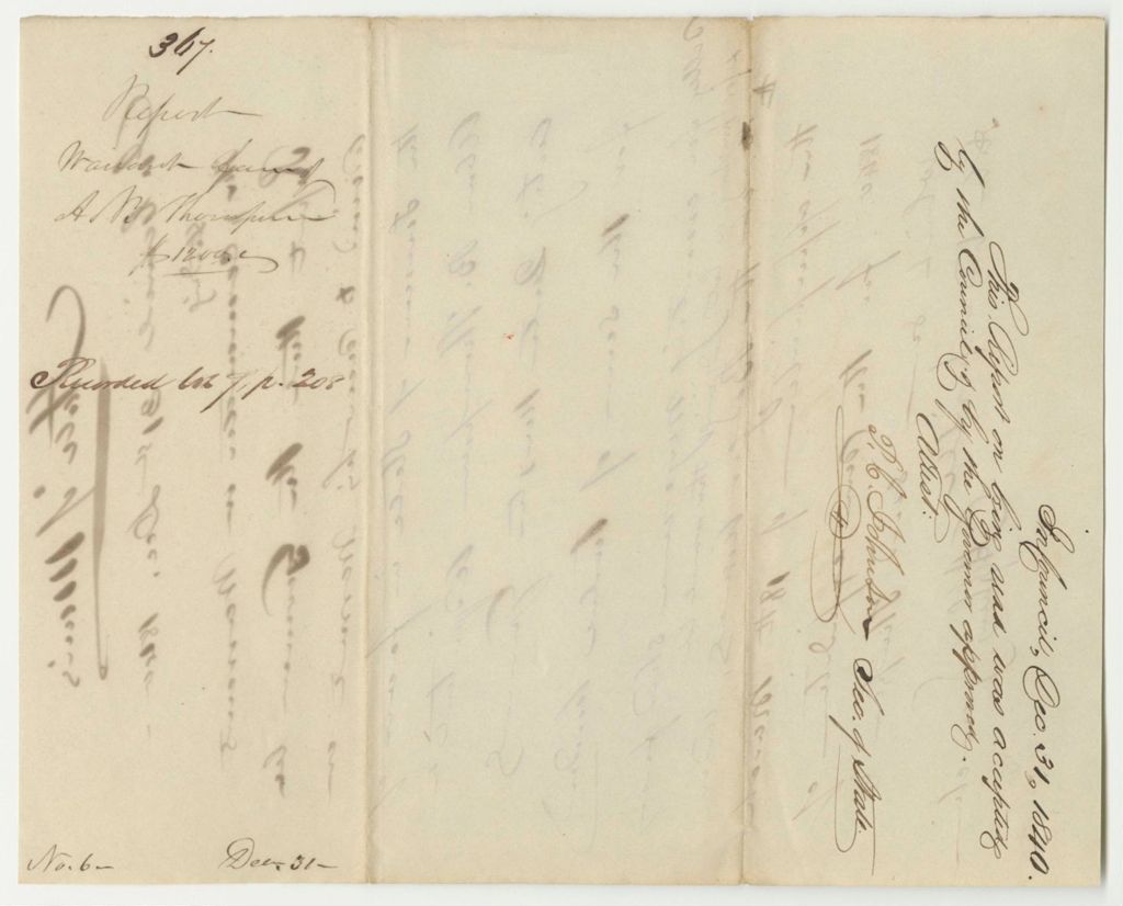 Miniature of Report 367: Report on the Warrant in Favor of Abner B. Thompson, Adjutant General