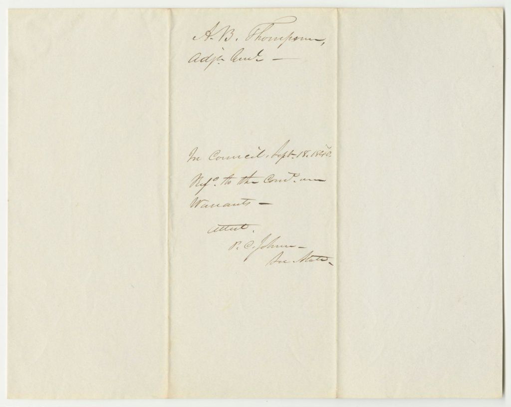 Miniature of Abner B. Thompson's Request for a Warrant for the Expenses at the Bangor Arsenal