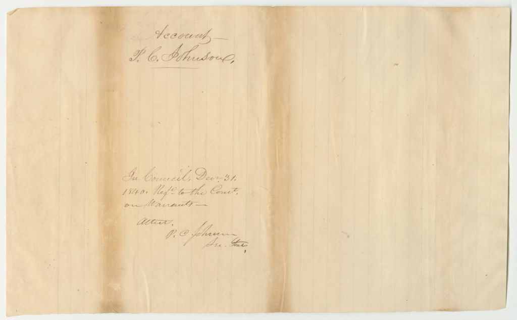 Miniature of Accounts of Philip C. Johnson, Secretary of State