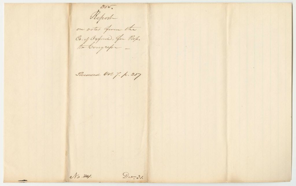 Miniature of Report 389: Report on the Votes from Oxford District for Representative to Congress