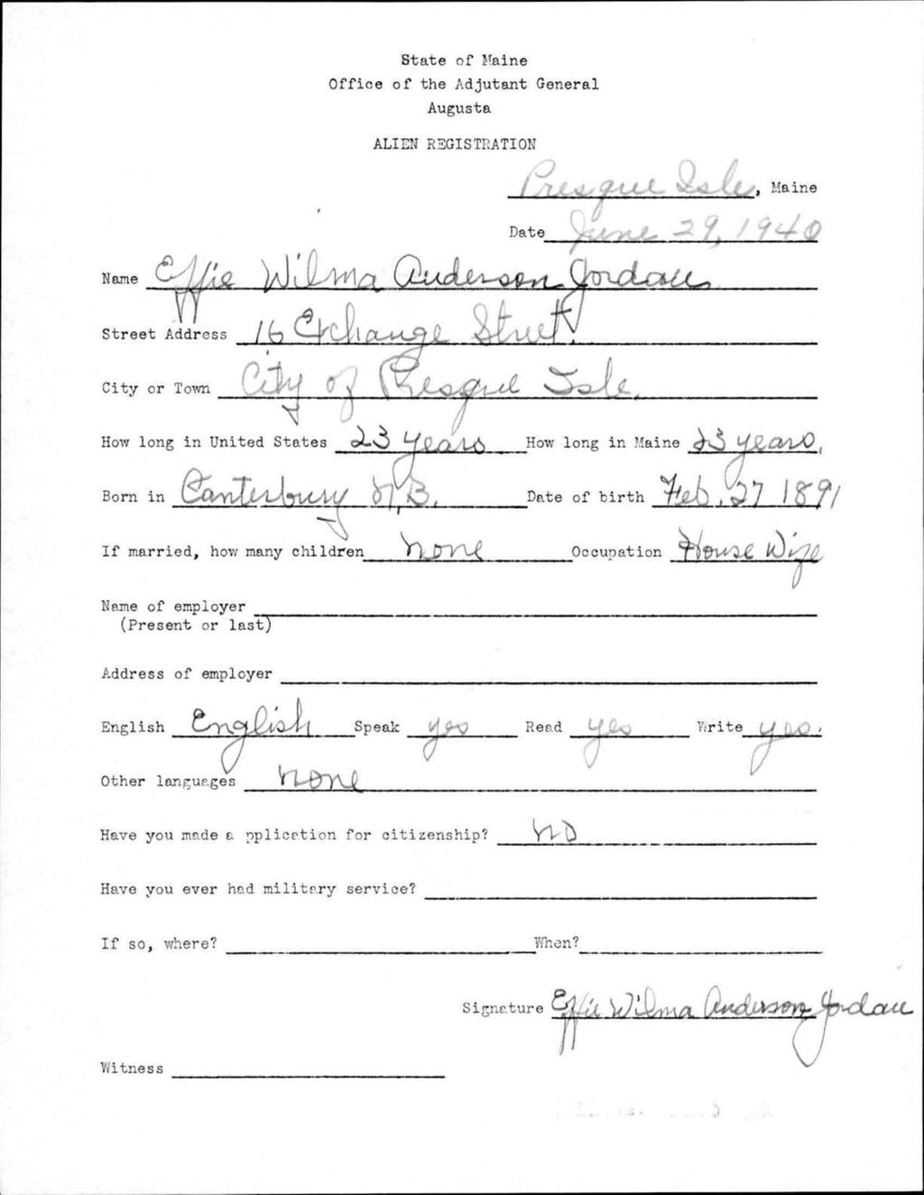 Miniature of Alien Registration- Anderson, Effie W. (Presque Isle, Aroostook County)