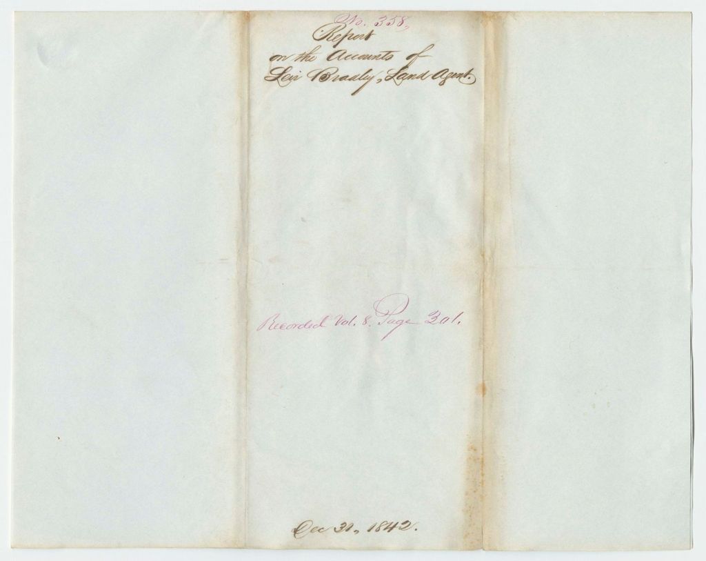 Miniature of Report 358: Report on the Account of Levi Bradley, Land Agent