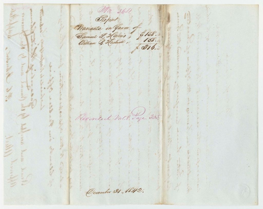 Miniature of Report 364: Report - Warrants in Favor of Samuel L. Harris, William B. Hartwell