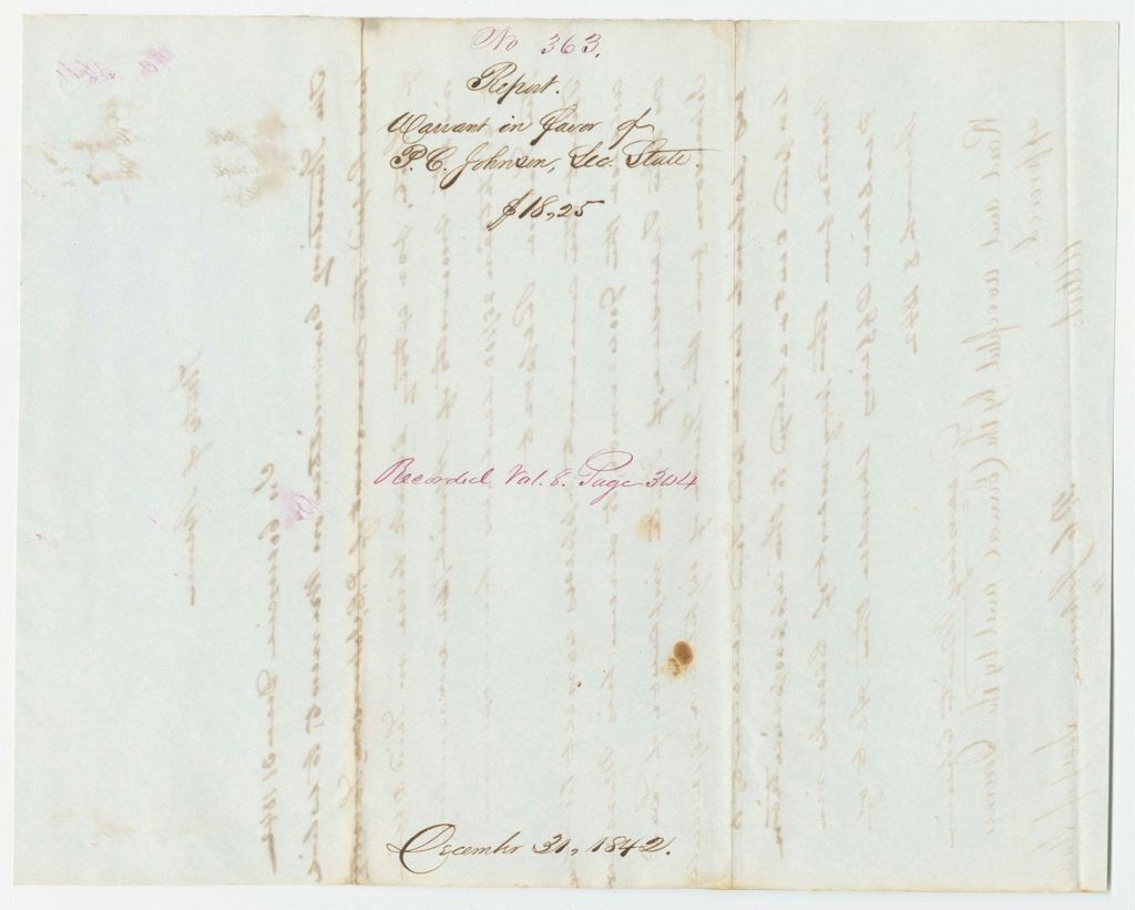 Miniature of Report 363: Report - Warrant in Favor of P.C. Johnson