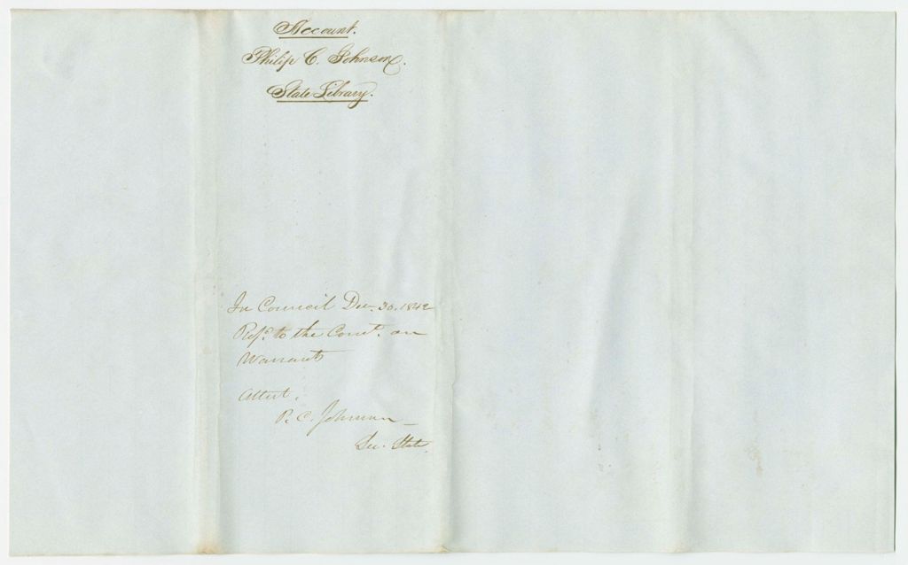 Miniature of Account of P.C. Johnson, Secretary of State, for the State Library