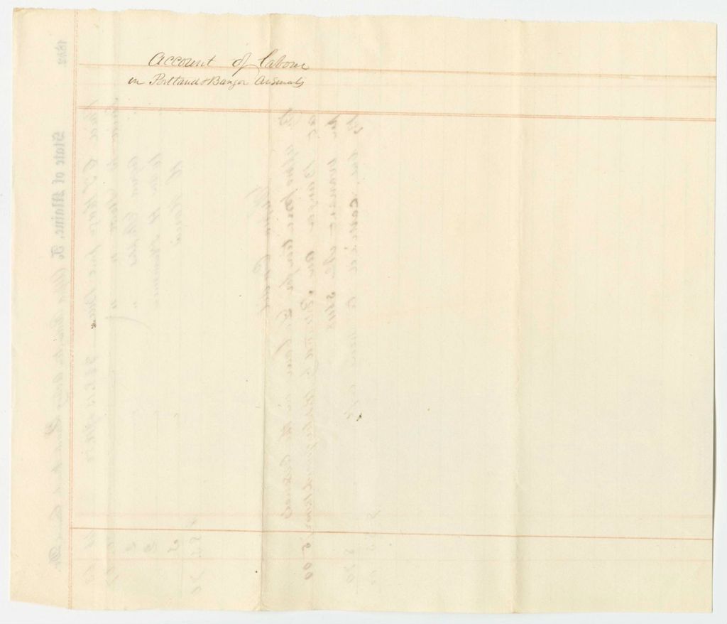 Miniature of 1842 Account of A. Redington, Acting Quarter Master General, for the Portland and Bangor Arsenals