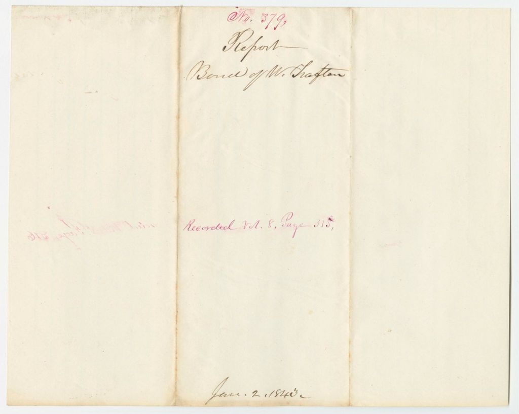 Miniature of Report 379: Report - Bond of W. Trafton
