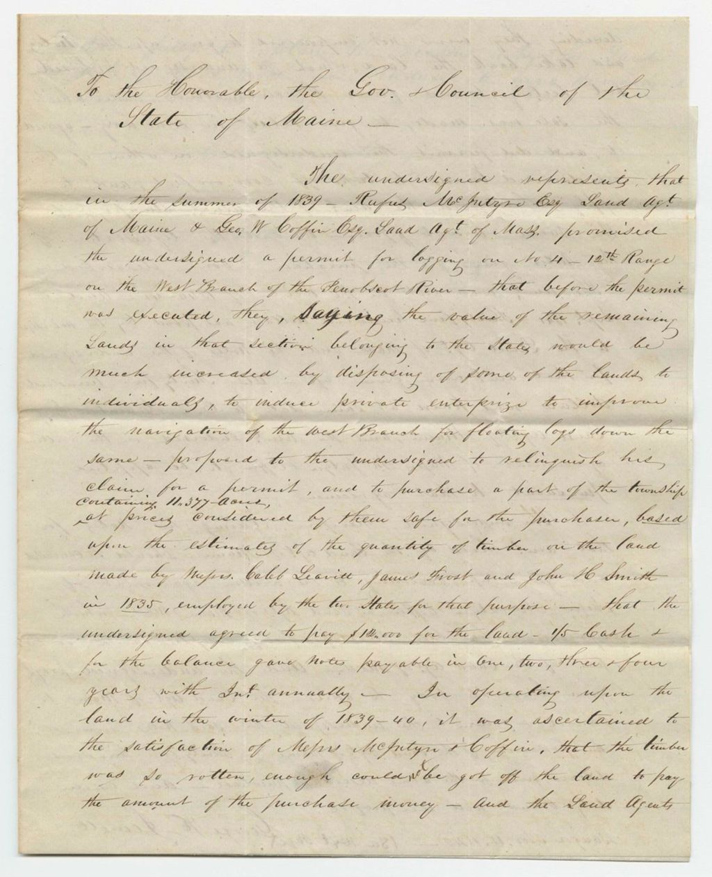 Miniature of Communication from George K. Jewett, with the Certificates of the Land Agents Maine and Massachusetts