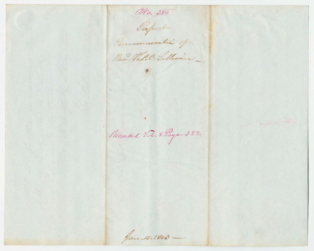 Miniature of Report 385: Report - Communication of Reverend Thomas D. Sullivan
