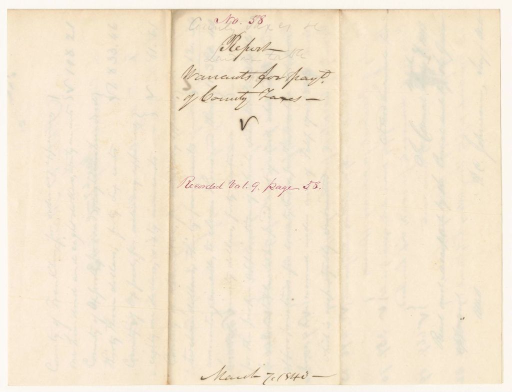 Miniature of Report 58: Warrant in Favor of James White, Treasurer, for County Taxes