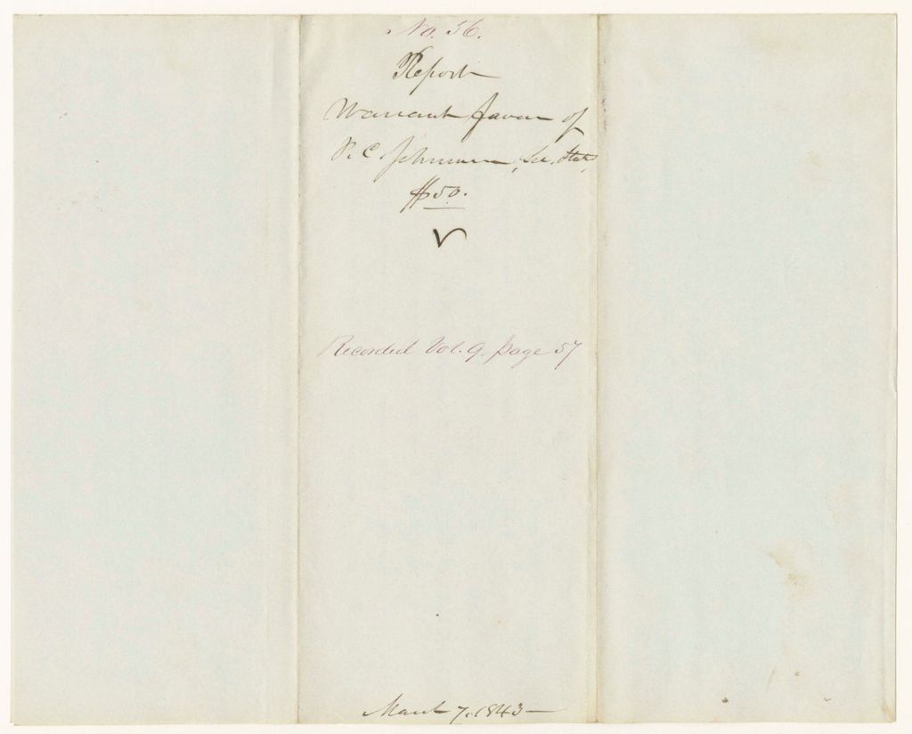 Miniature of Report 56: Report - P.C. Johnson, Secretary of State, Payment of Index for the 4th Volume of Laws and Resolves