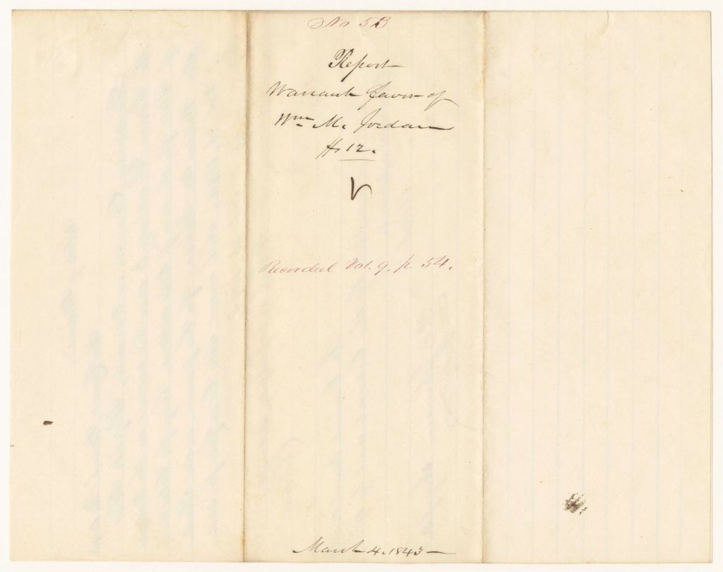 Miniature of Report 53: Report on the Pension of William M. Jordan