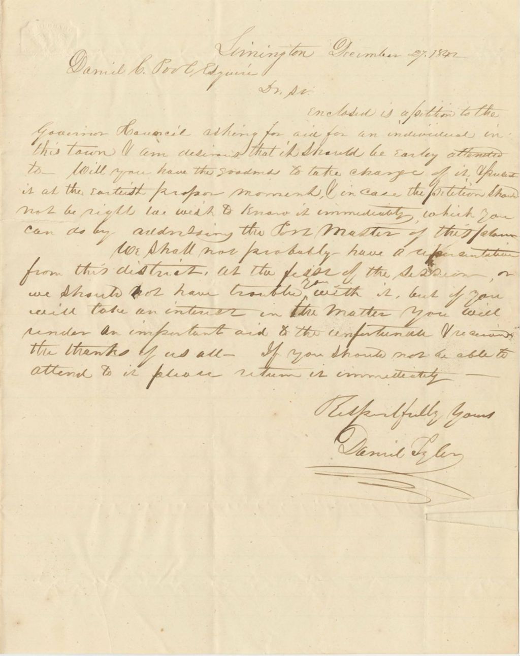 Miniature of Petition Communication Sending a Petition from the Town of Limington