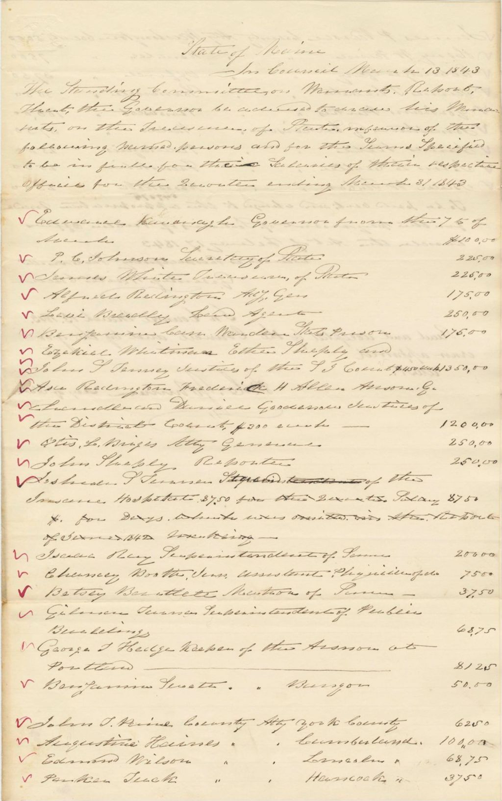 Miniature of Report 60: Warrant in favor of Edward Kavanagh and Several Officers of Government regarding Salary