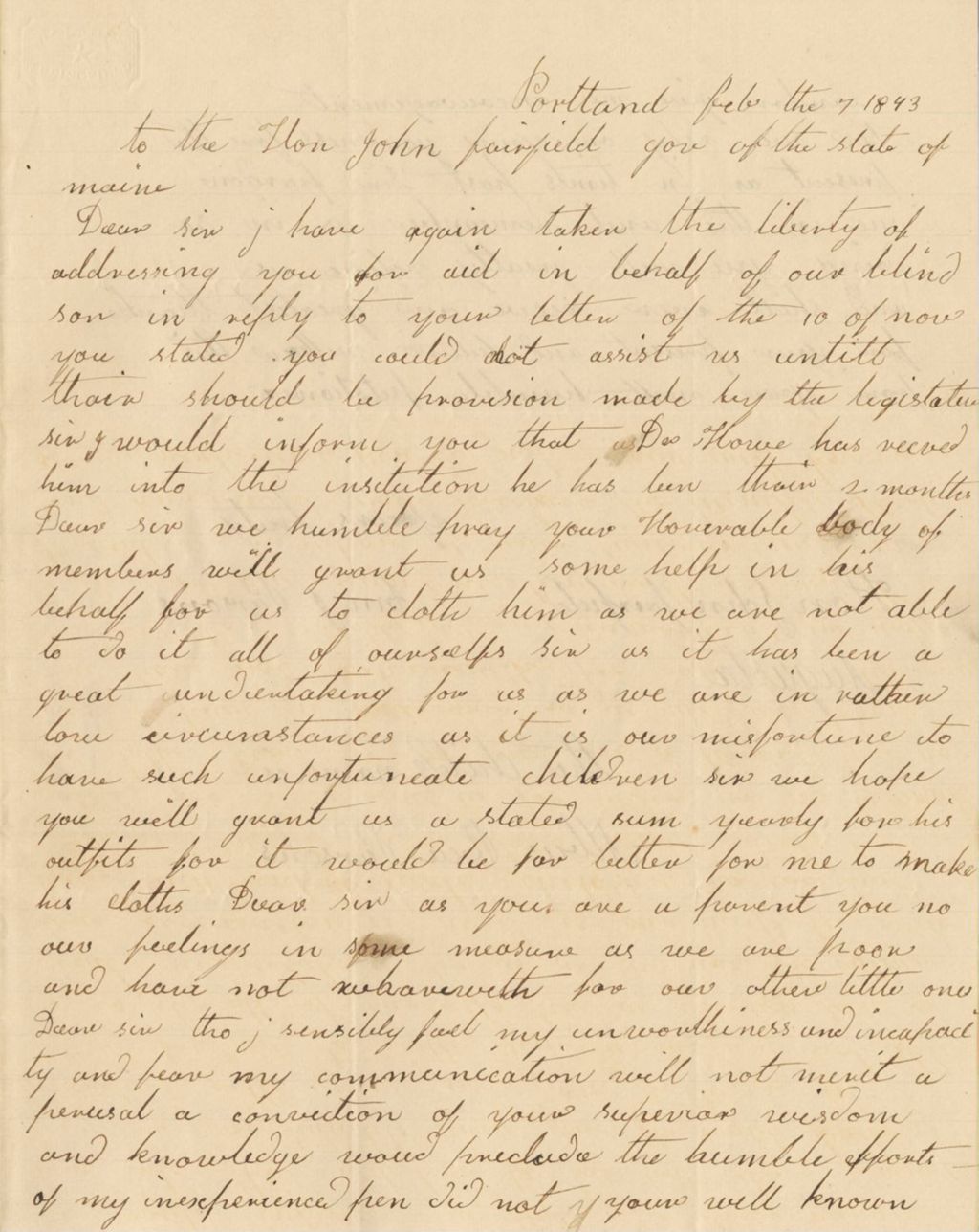 Miniature of Communication from Amy Parsons requesting yearly funding to assist her child