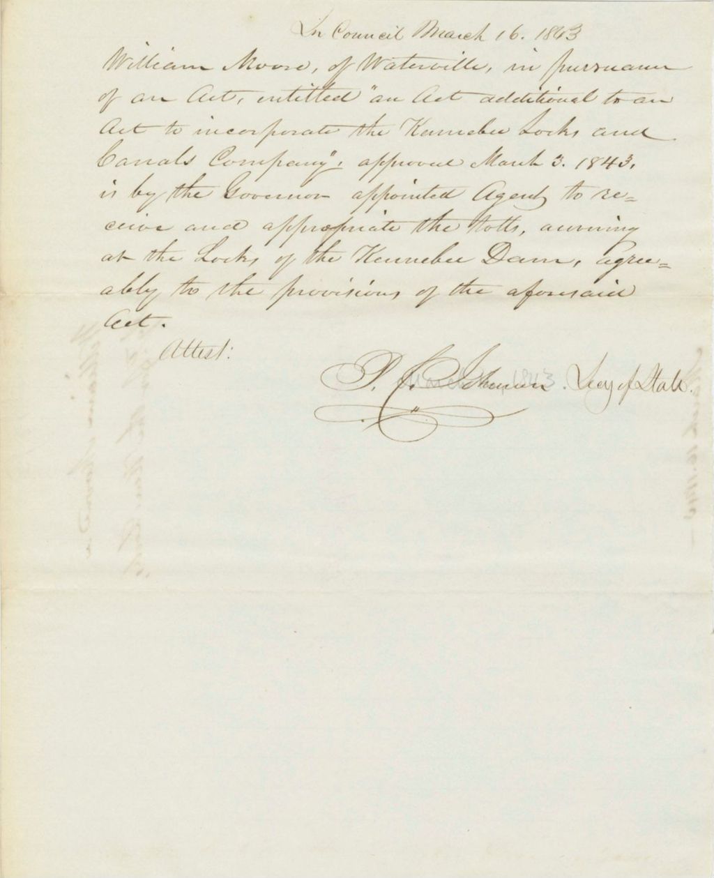 Miniature of Report 73: Report in Favor of William Moore of Waterville, to Incorporate the Kennebec Locks and Canals Company