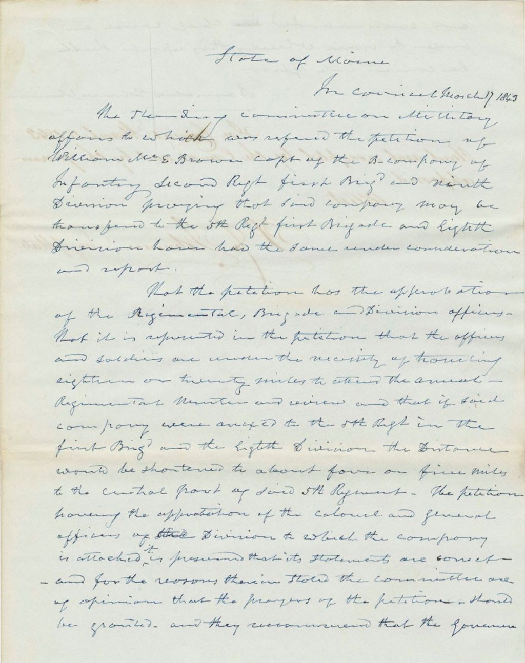 Miniature of Report 75: Report - Transferring the "B" Company of Infantry in the 2nd Regiment, 1st Brigade, 9th Division to the 5th Regiment, 1st Brigade, 8th Division