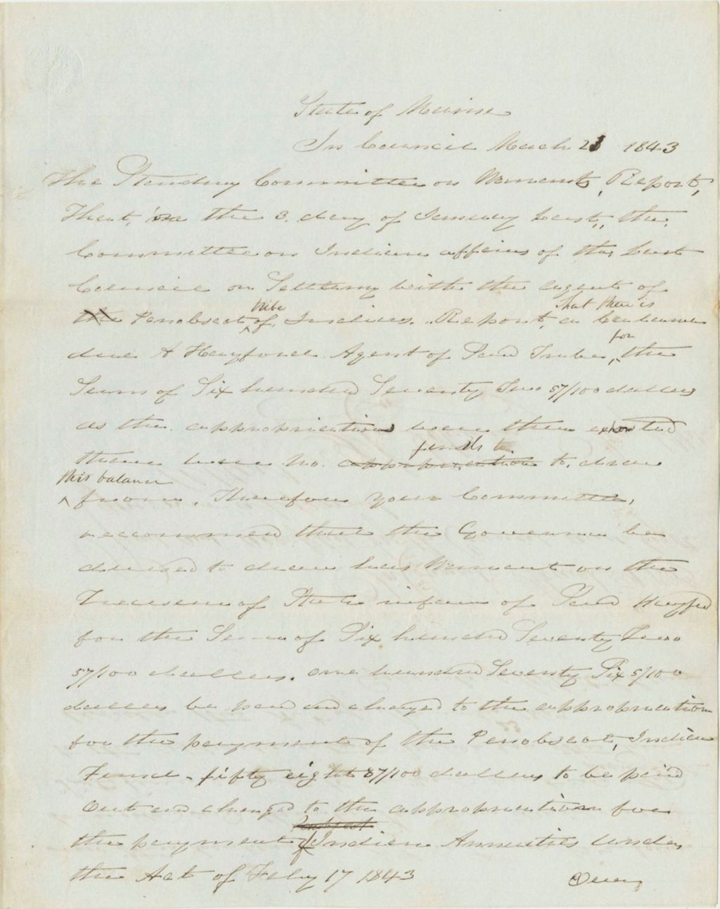 Miniature of Report 80: Report on the Warrant in Favor of A. Hayford, Agent for the Penobscot Tribe