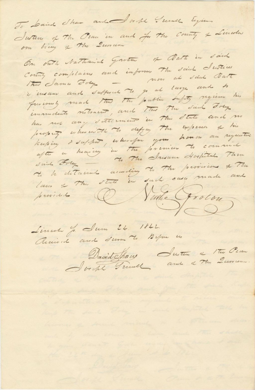 Miniature of Papers relating to James Foley of Wiscasset