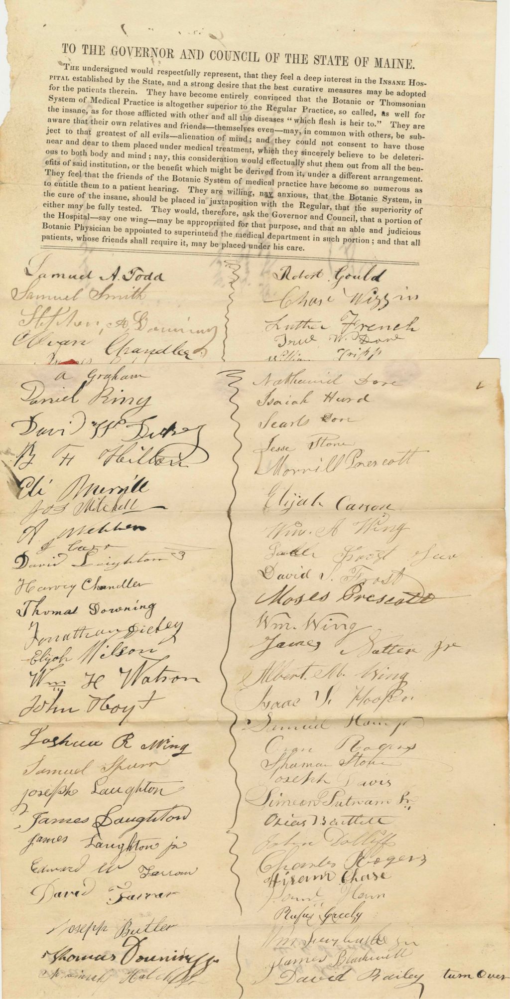 Miniature of Petition of Samuel A. Todd and Others in Relation to the Insane Hospital