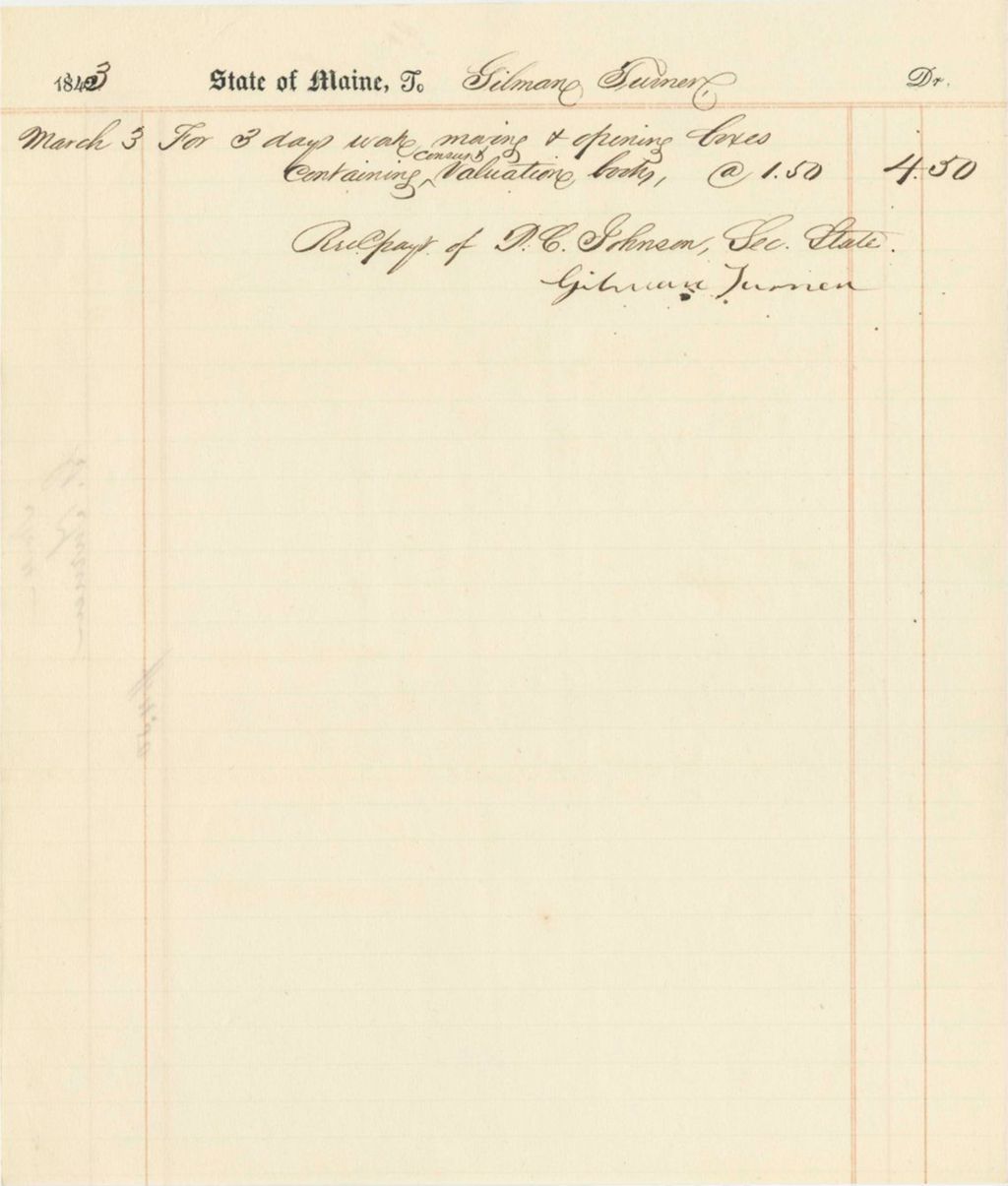 Miniature of Received Payment of P.C. Johnson from Gilman Turner