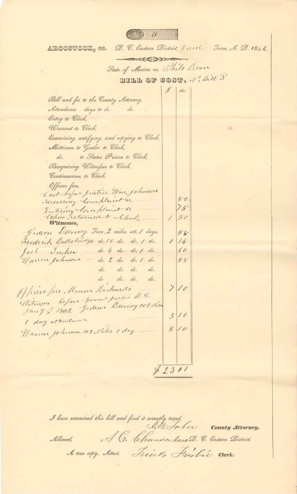 Miniature of Bill of Cost for Philo Bean