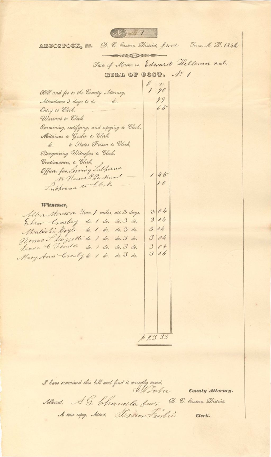 Miniature of Bill of Cost for Edward [Kelleran] et al