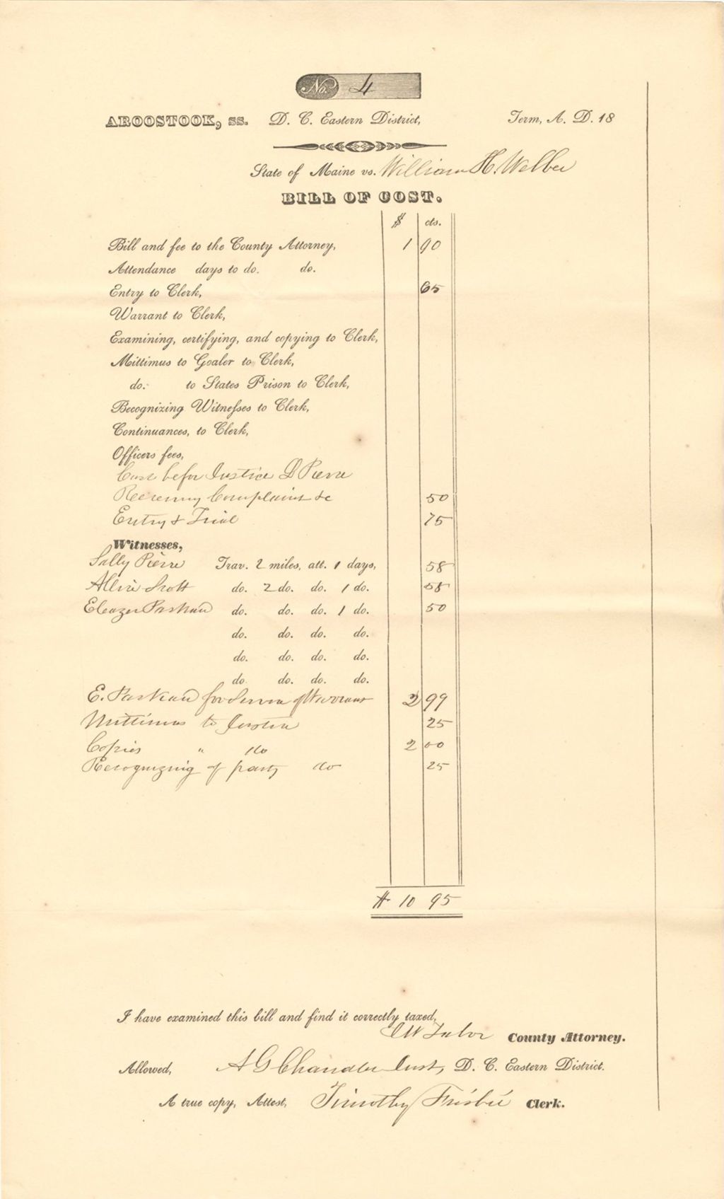 Miniature of Bill of Cost for William H. Webber
