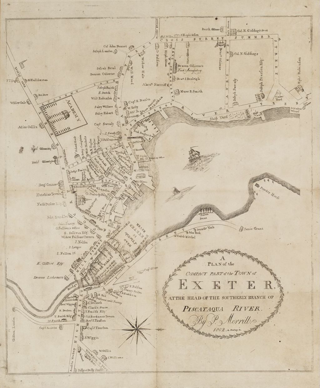 Miniature of BMC 48--A Plan of the Compact Part of the Town of Exeter at the Head of the Southerly Branch of Piscataqua River, 1802