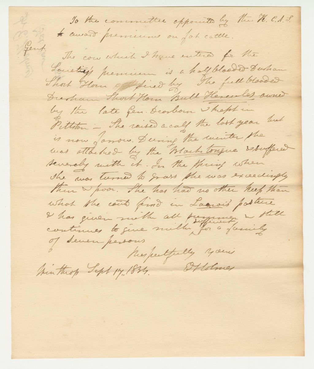 Miniature of Dr. E. Holmes Statement on Fat Cow