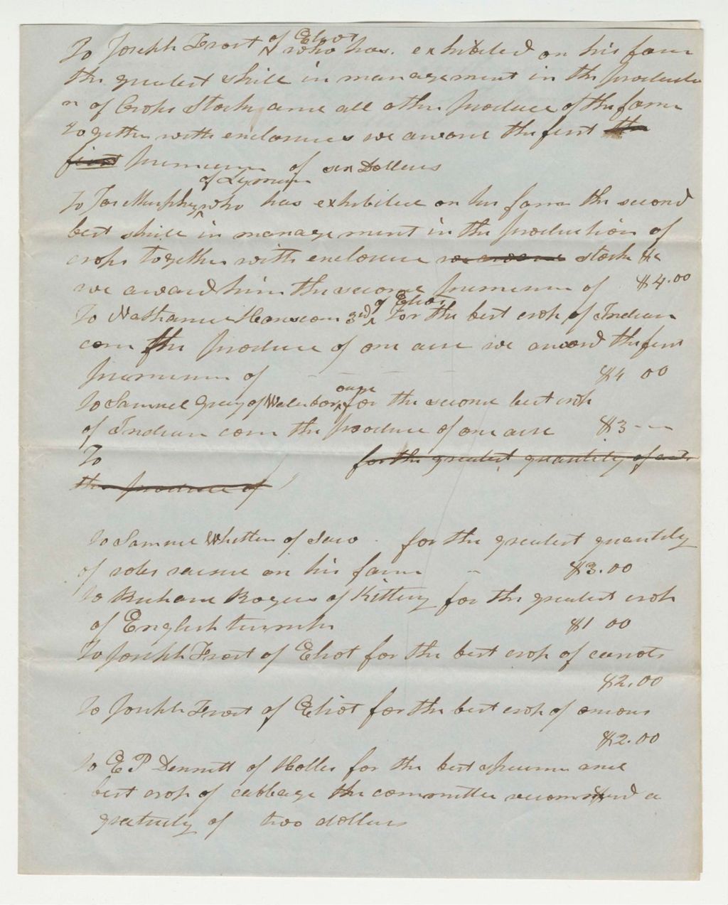 Miniature of Report of the Premiums for Farms and Crops