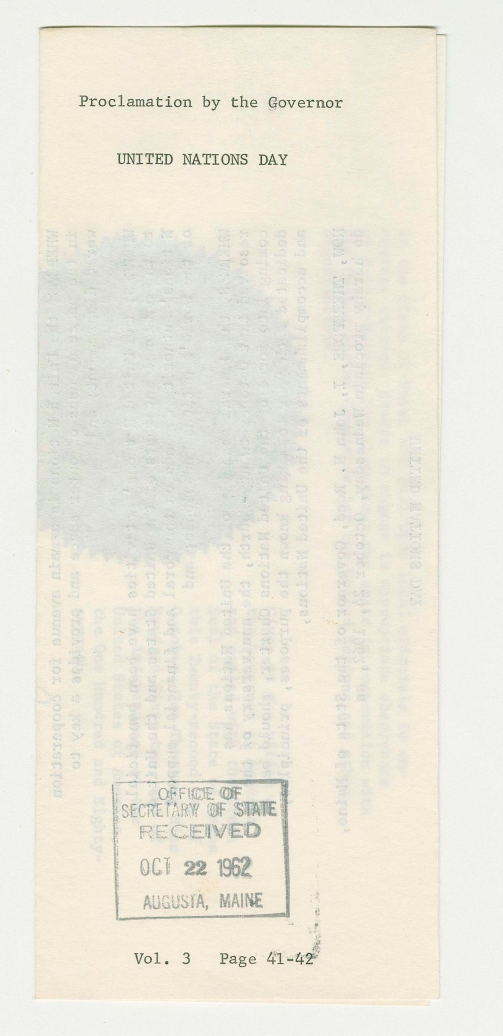 Miniature of United Nations Day Proclamation