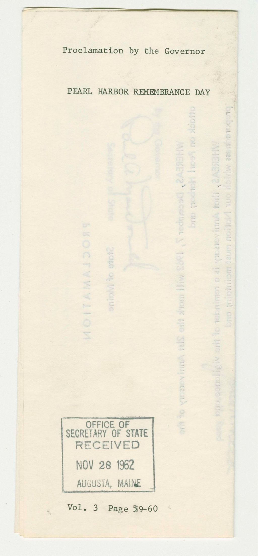 Miniature of Pearl Harbor Remembrance Day Proclamation