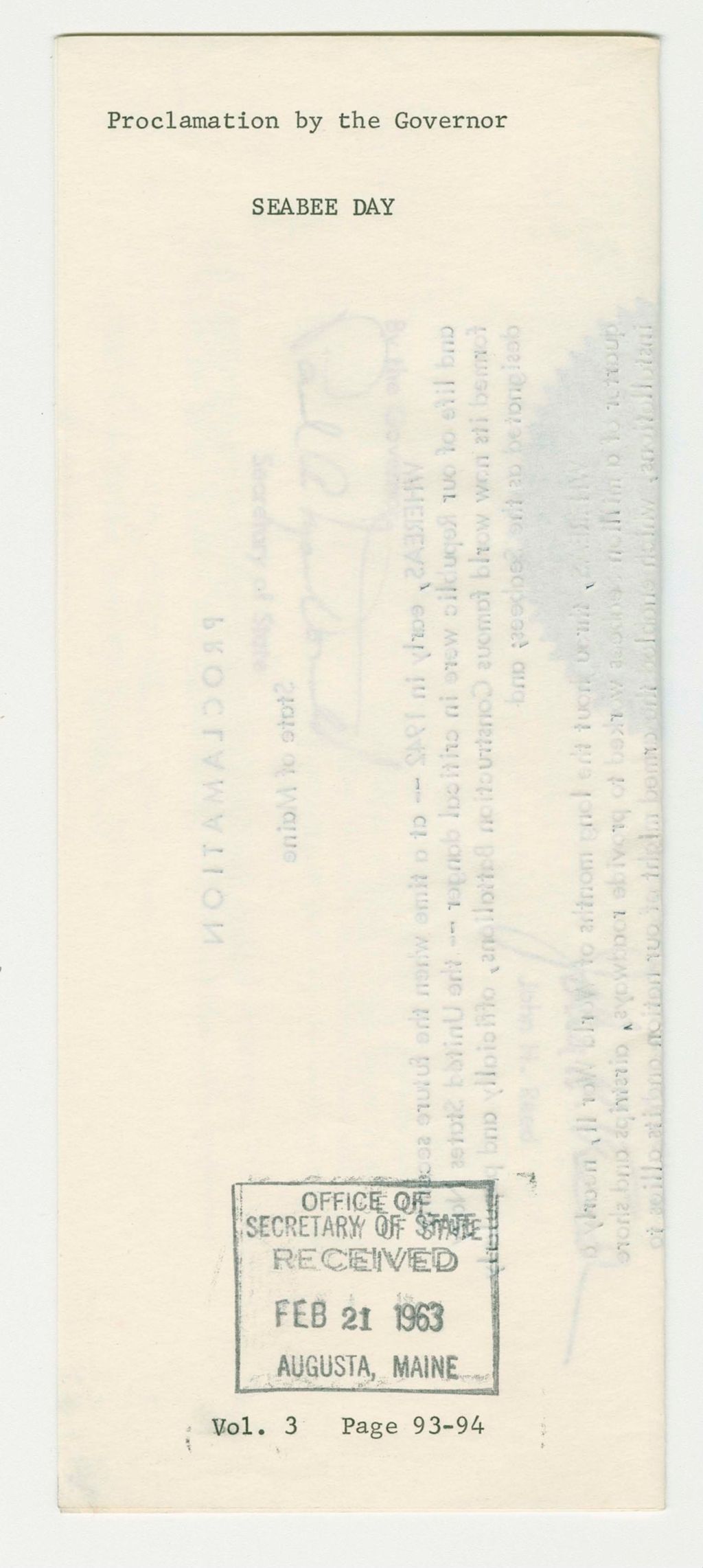 Miniature of Seabee Day Proclamation