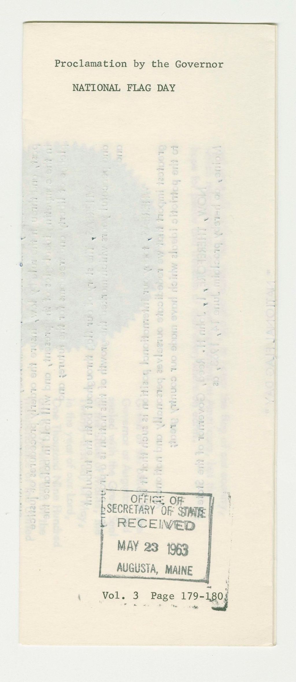 Miniature of National Flag Day Proclamation