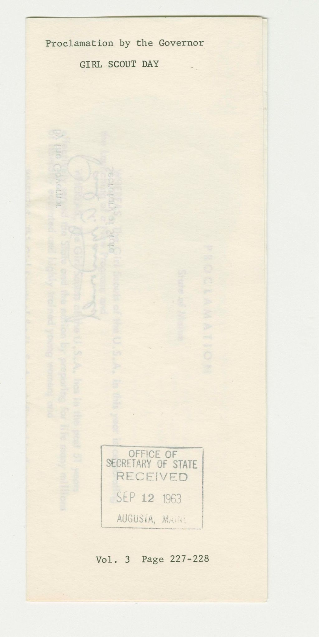Miniature of Girl Scout Day Proclamation
