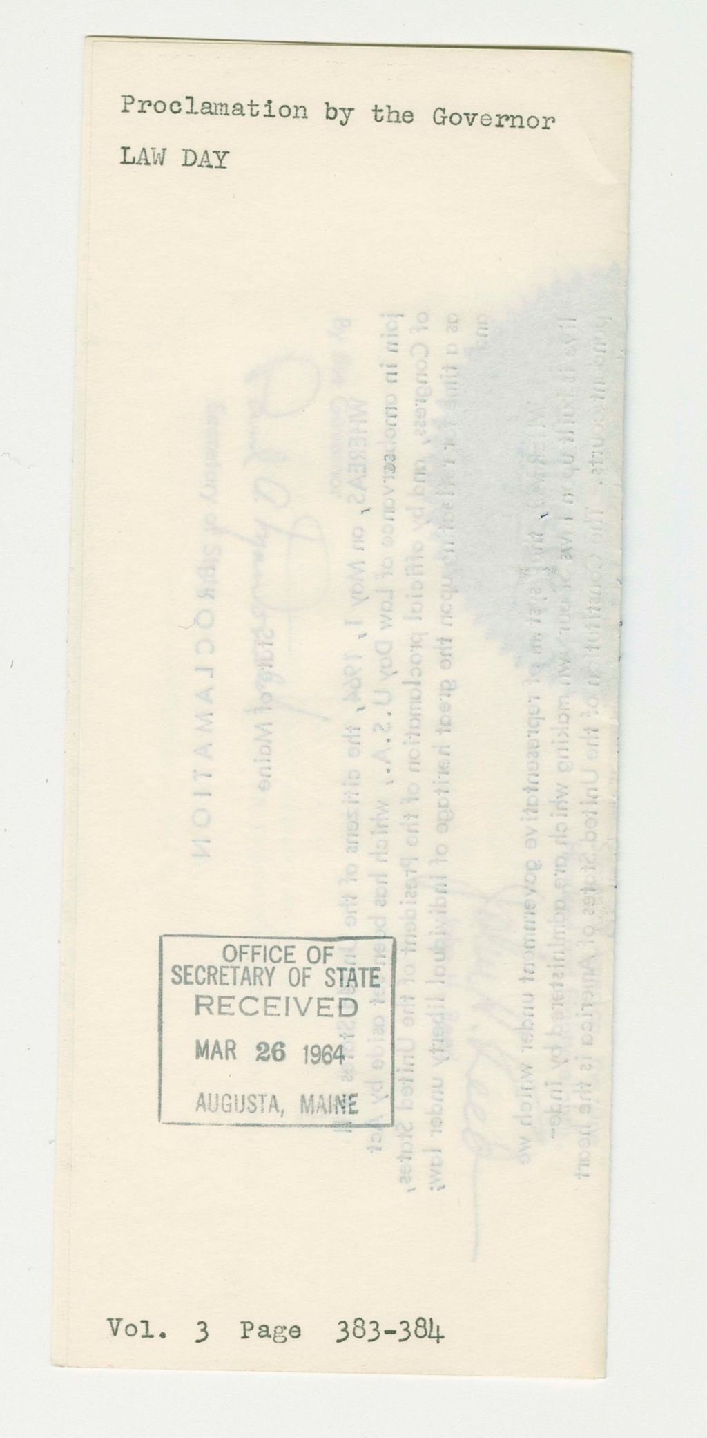 Miniature of Law Day Proclamation