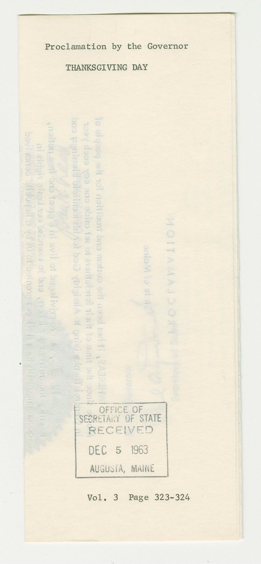 Miniature of Thanksgiving Day Proclamation