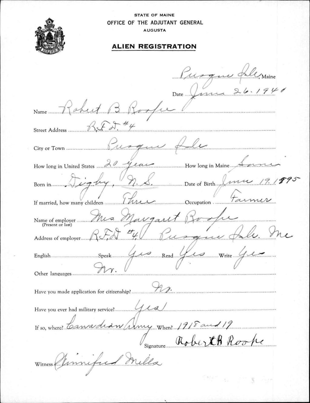 Miniature of Alien Registration- Roope, Robert B. (Presque Isle, Aroostook County)