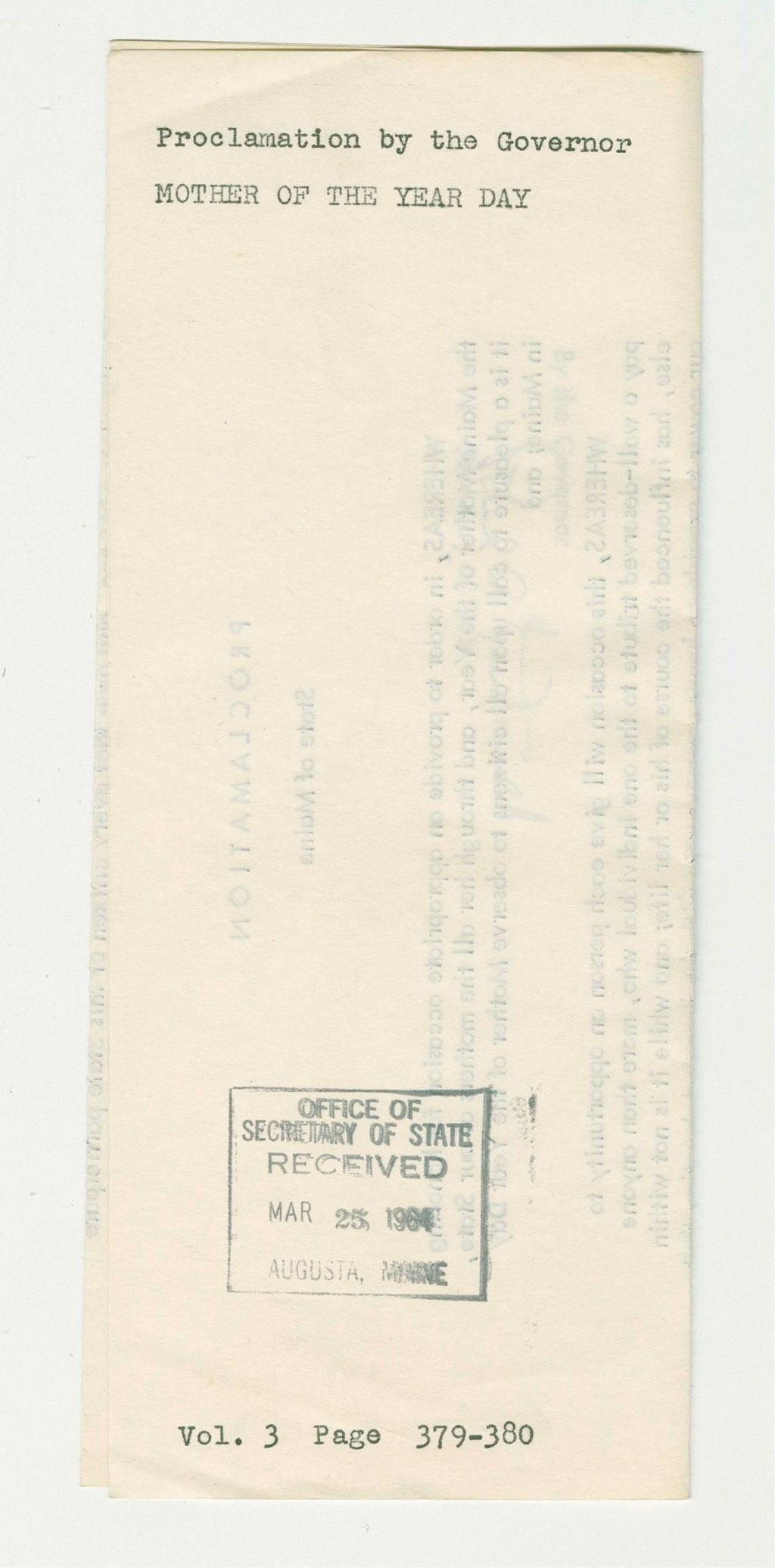 Miniature of Mother of the Year Day Proclamation