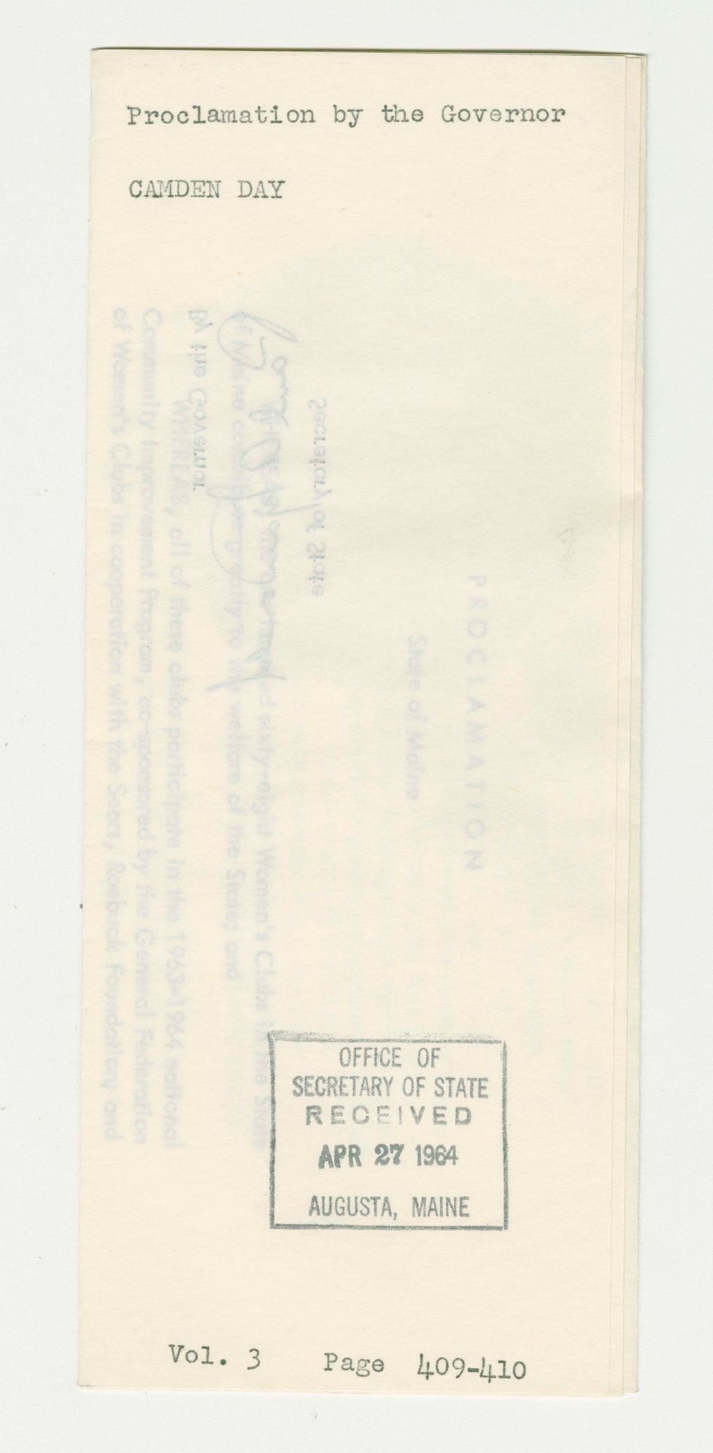 Miniature of Camden Day Proclamation