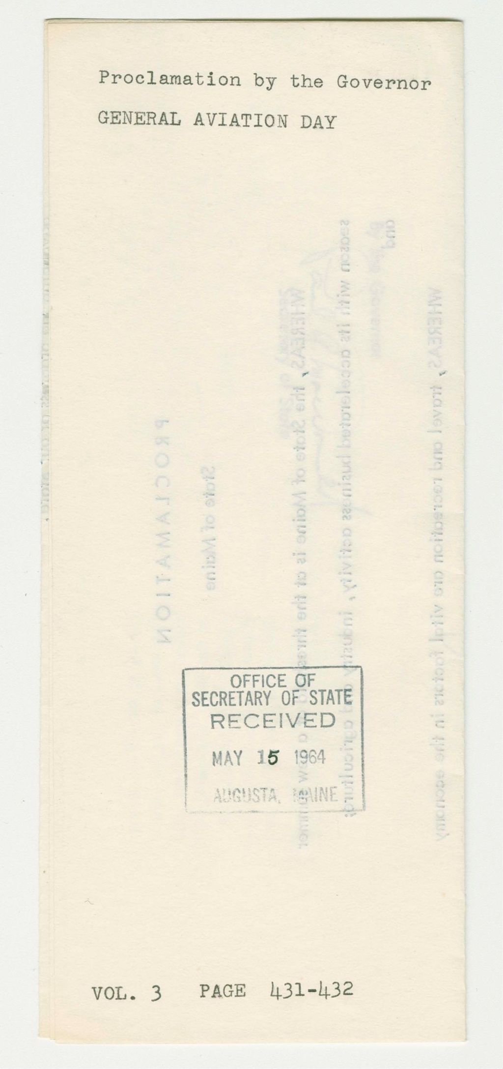Miniature of General Aviation Day Proclamation