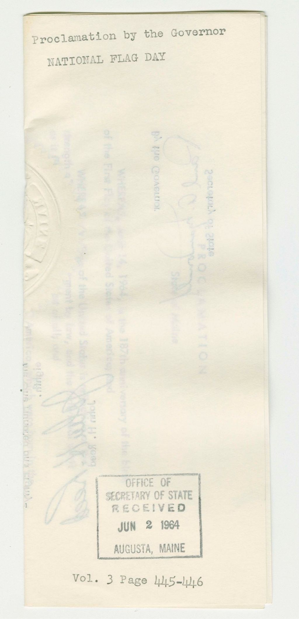 Miniature of National Flag Day Proclamation