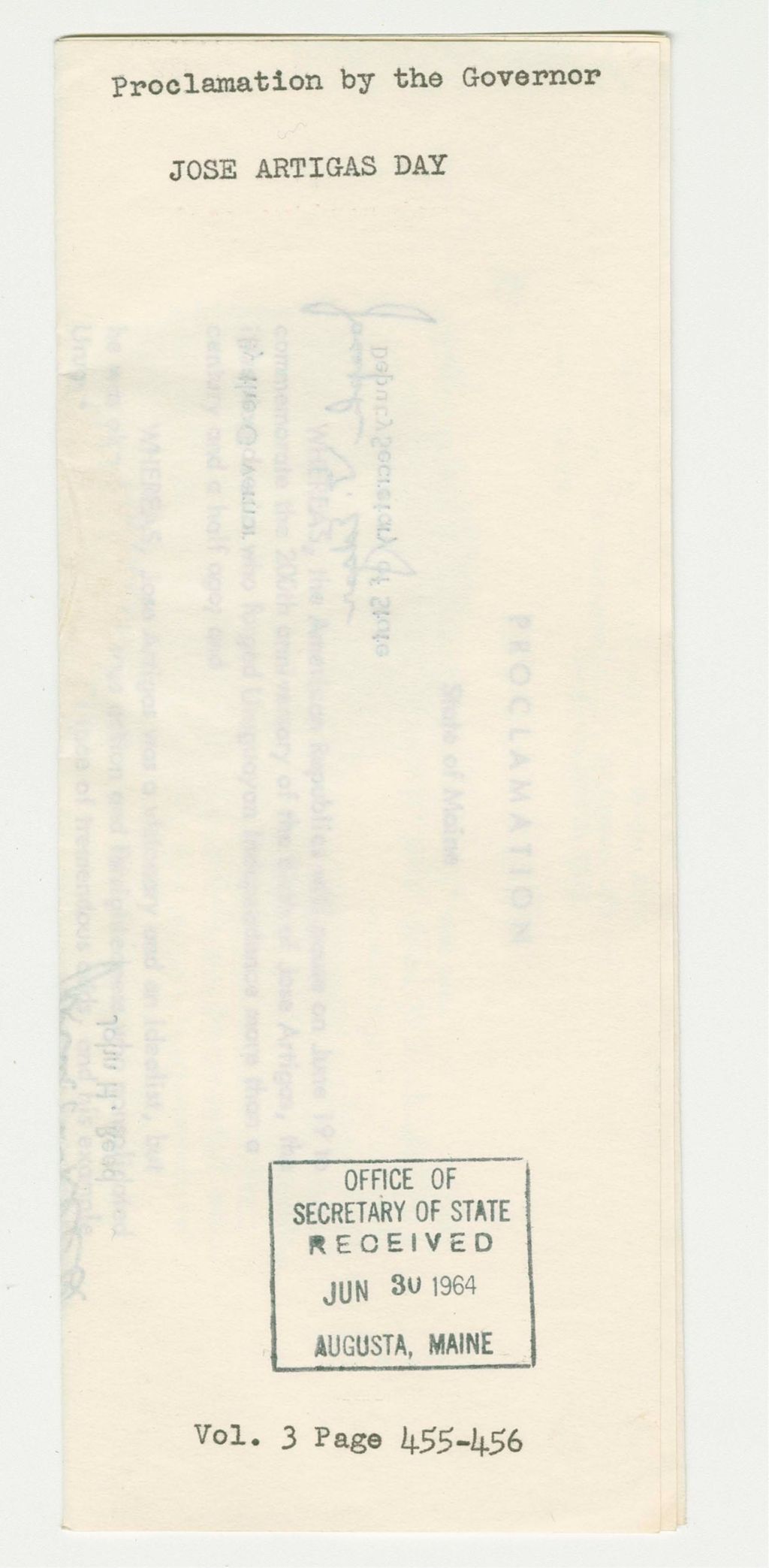 Miniature of Jose Artigas Day Proclamation