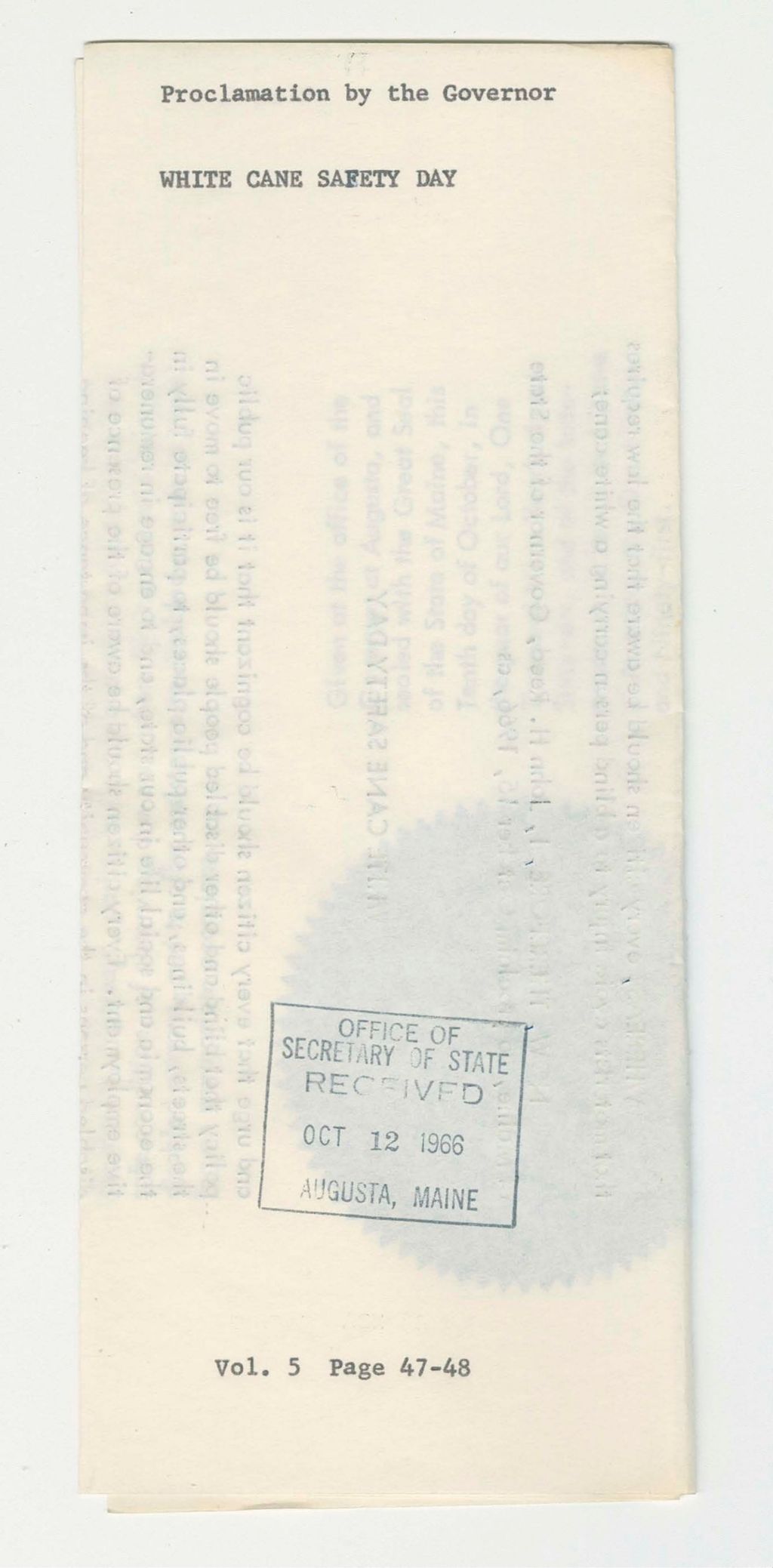 Miniature of White Cane Safety Day Proclamation