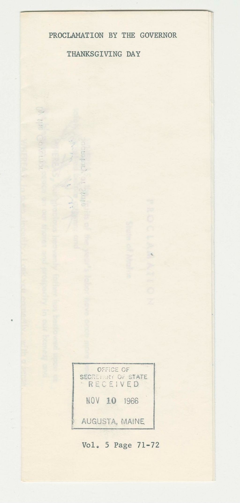 Miniature of Thanksgiving Day Proclamation